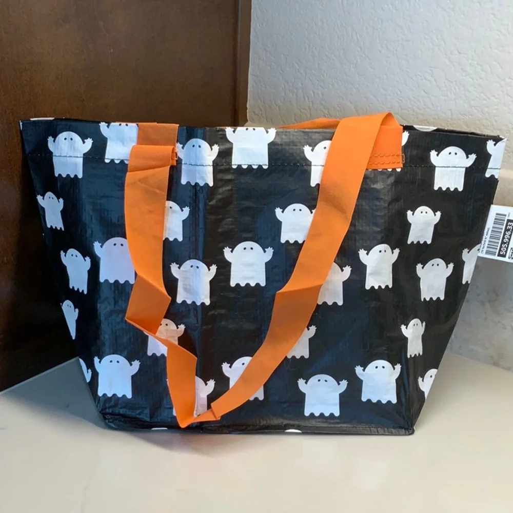 IKEA Ghost Tote Patterned Black, Orange and White Bag NWT Kustfyr Collection